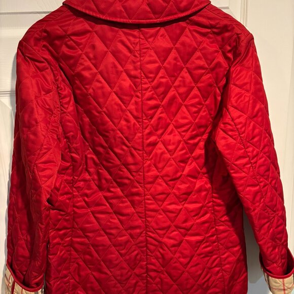 Burberry London Nova Check Lined Diamond Quilted Jacket Red Size S EUC - Picture 6 of 6